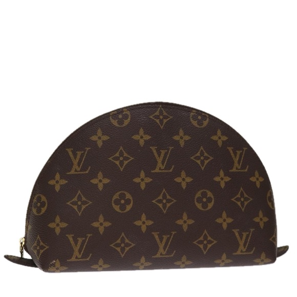 LOUIS VUITTON Monogram Trousse Demi Ronde Cosmetic Pouch M47520 LV Auth 74112 - Picture 1 of 16